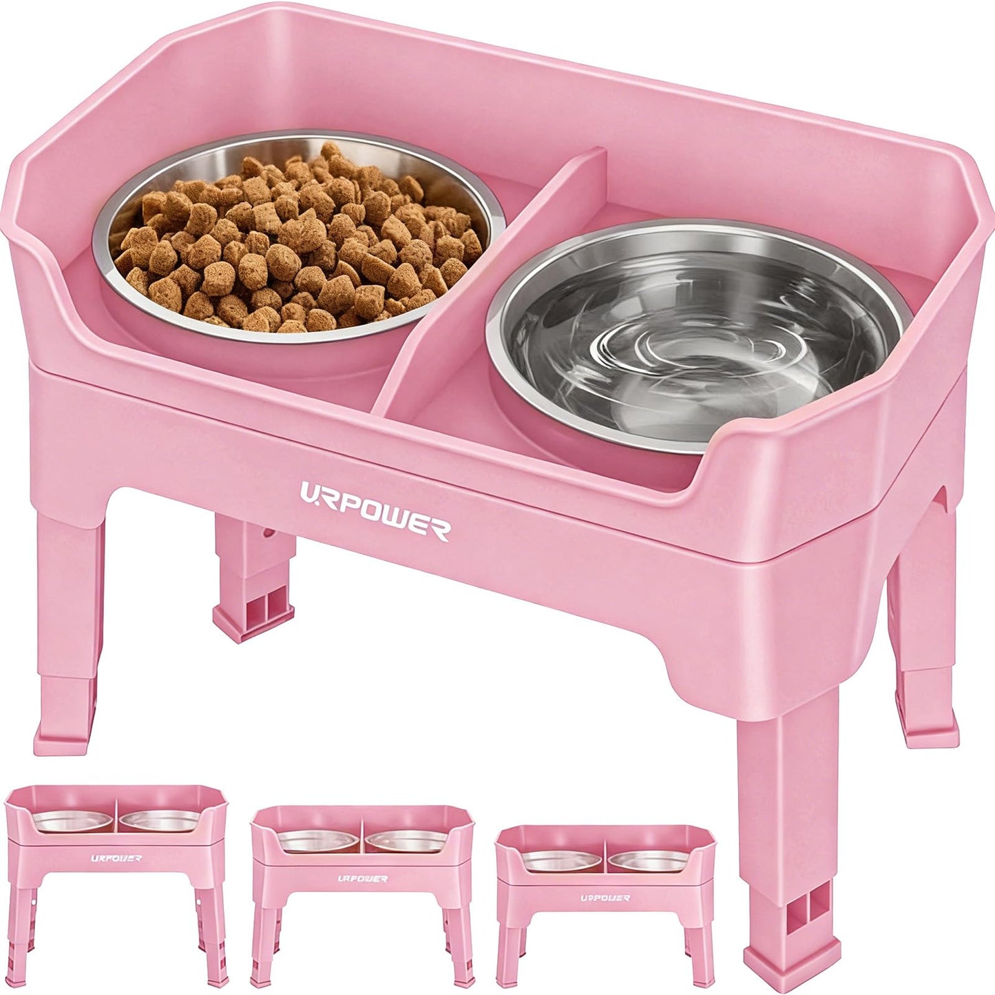 Adjustable Elevated Dog Bowl Set with Licking Plate