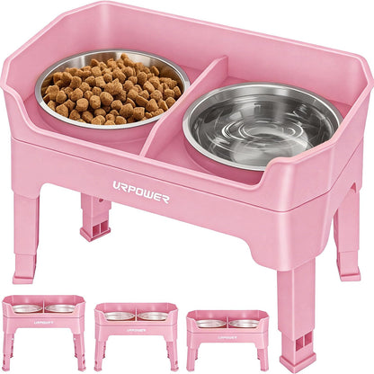 Adjustable Elevated Dog Bowl Set with Licking Plate