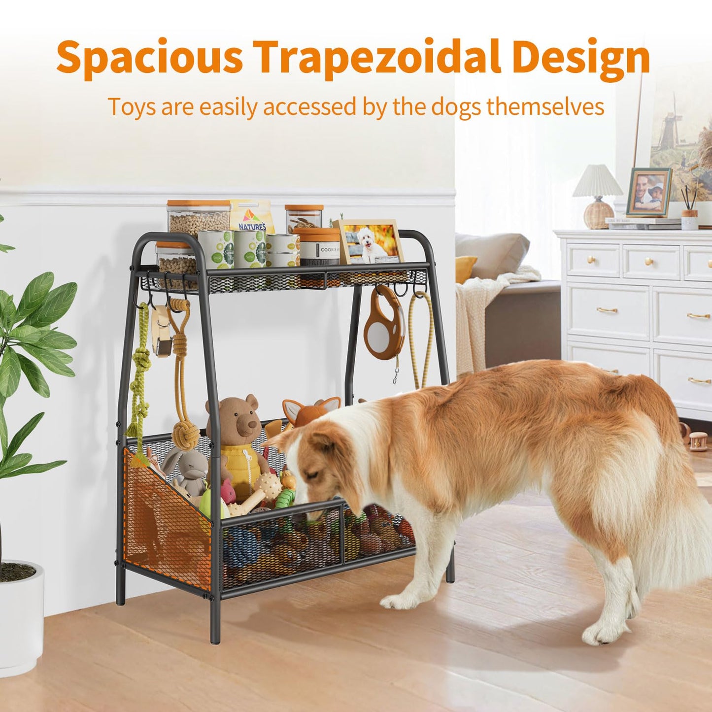 Metal Pet Toy Storage Basket with Open Organizer