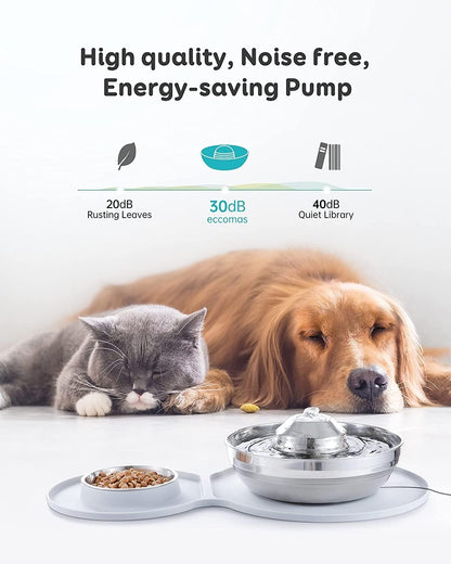 2-in-1 Pet Water Fountain and Feeding Bowl Set