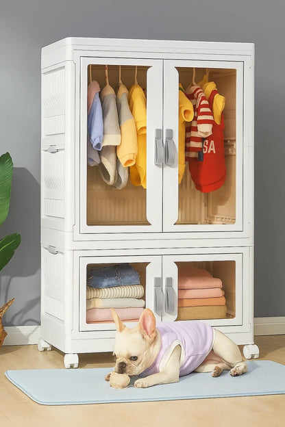2-Tier Pet Clothing Storage Cabinet with Hanging Rod