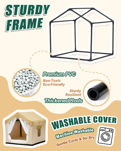 Indoor Pet Tent Bed with Cushion & Frame