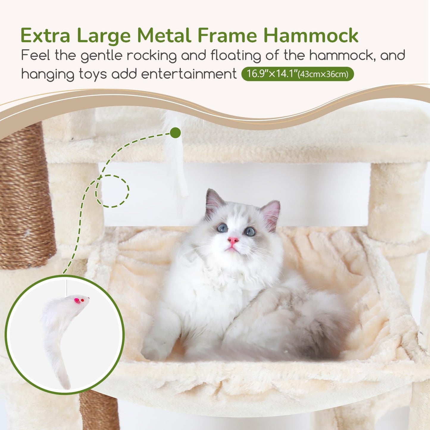 70-Inch Heavy-Duty Cat Tree with Condo & Hammock