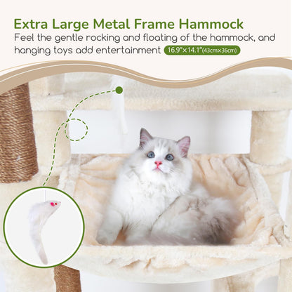70-Inch Heavy-Duty Cat Tree with Condo & Hammock
