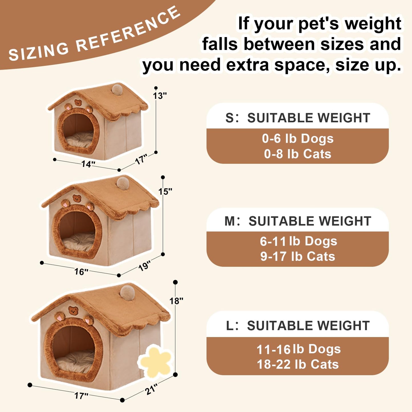 Indoor Pet Cave Bed for Small Dogs & Cats
