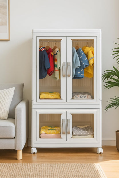 2-Tier Pet Clothing Storage Cabinet with Hanging Rod