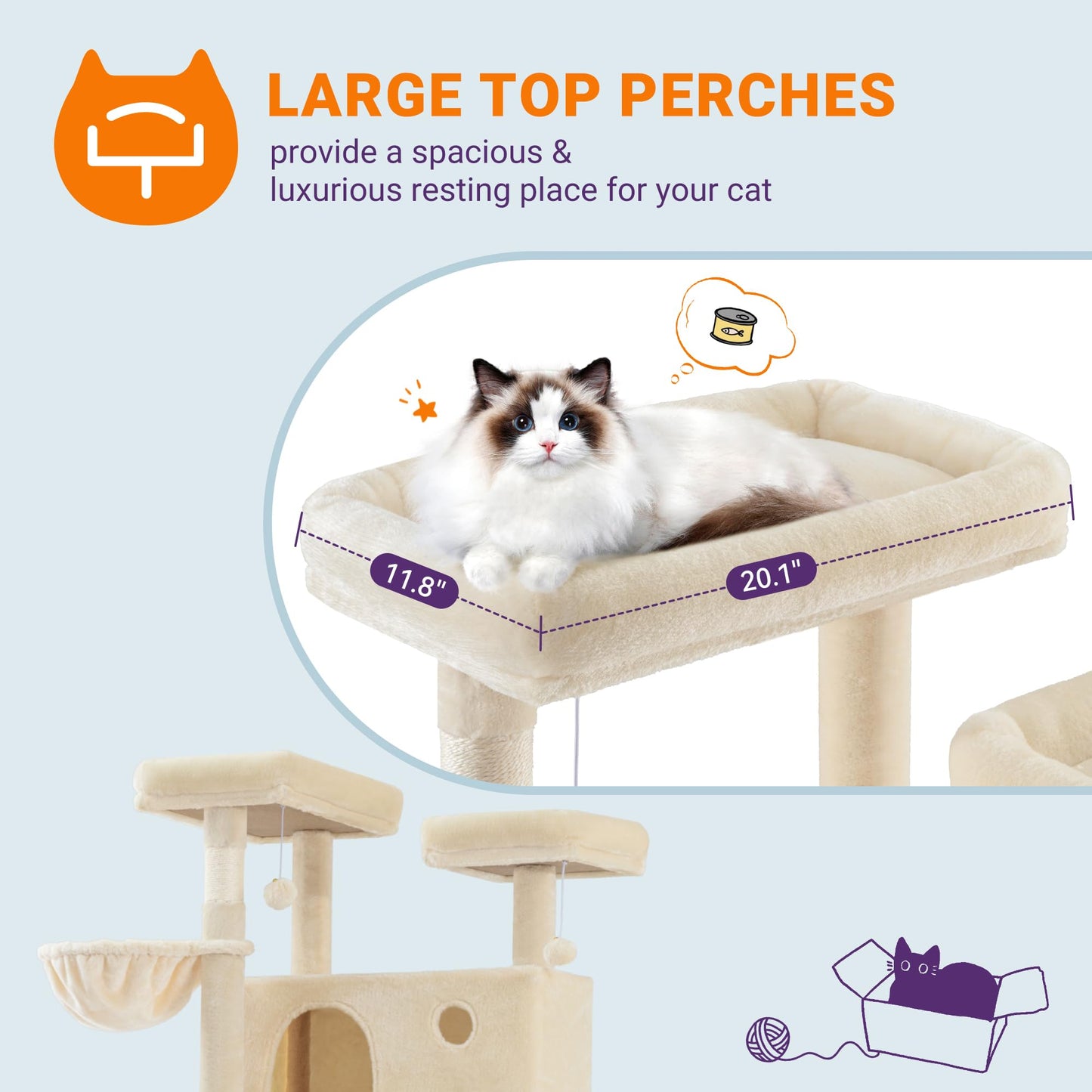 81-Inch Multi-Level Cat Tree with Condo & Hammock