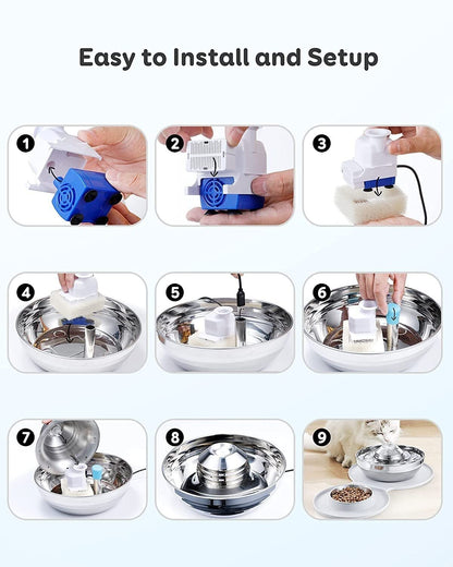 2-in-1 Pet Water Fountain and Feeding Bowl Set