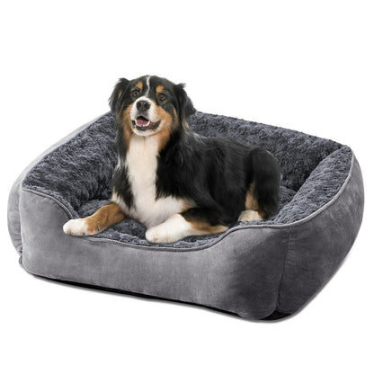 Human-Sized Faux Fur Pet Bed with Pillow Set