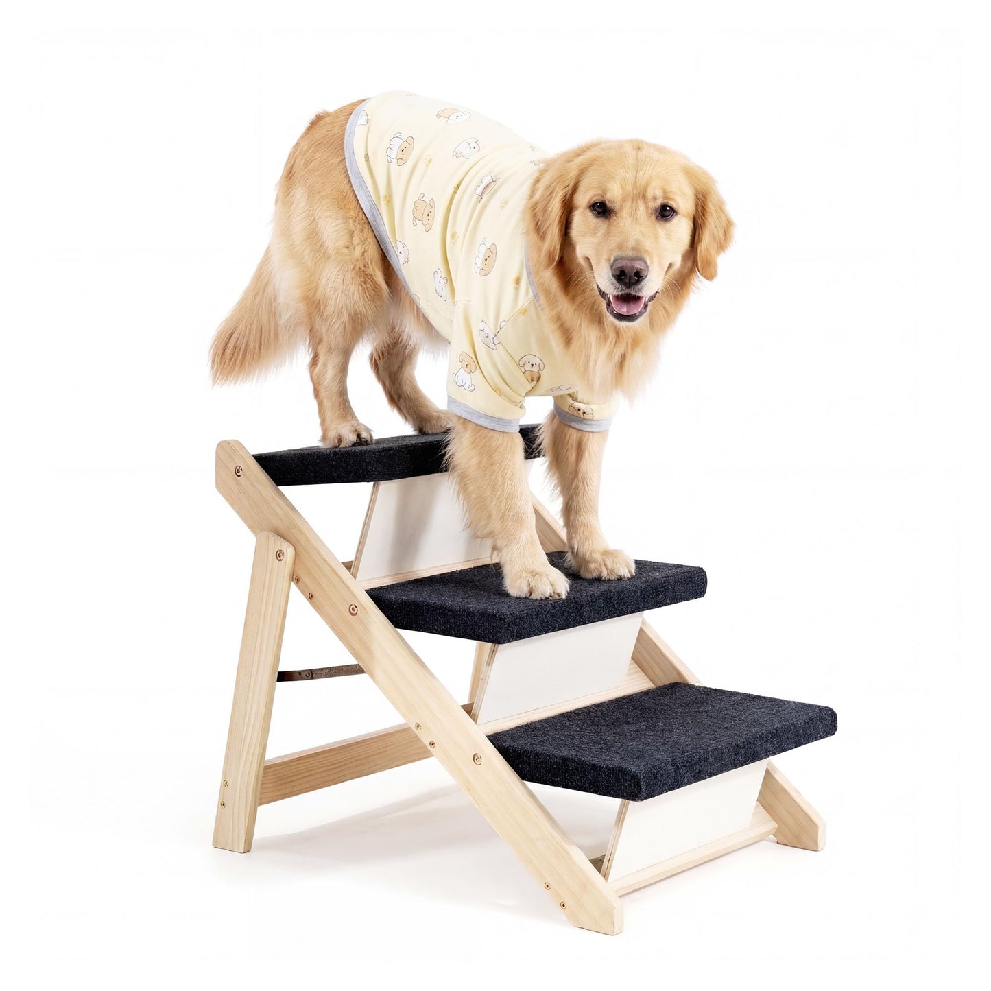 Foldable 2-Level Pet Stairs and Ramp for Beds