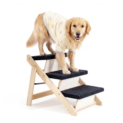 Foldable 2-Level Pet Stairs and Ramp for Beds