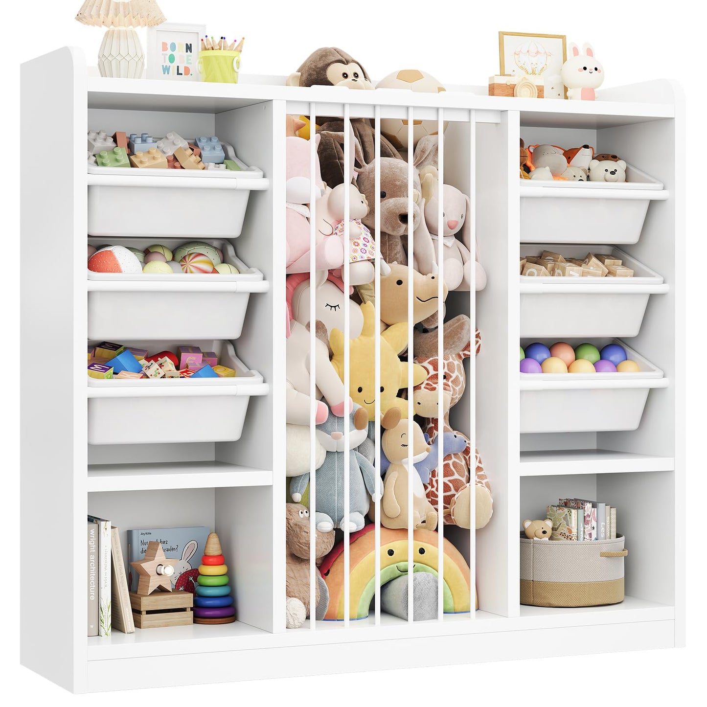 Toy Storage Organizer with Removable Bins & Shelf