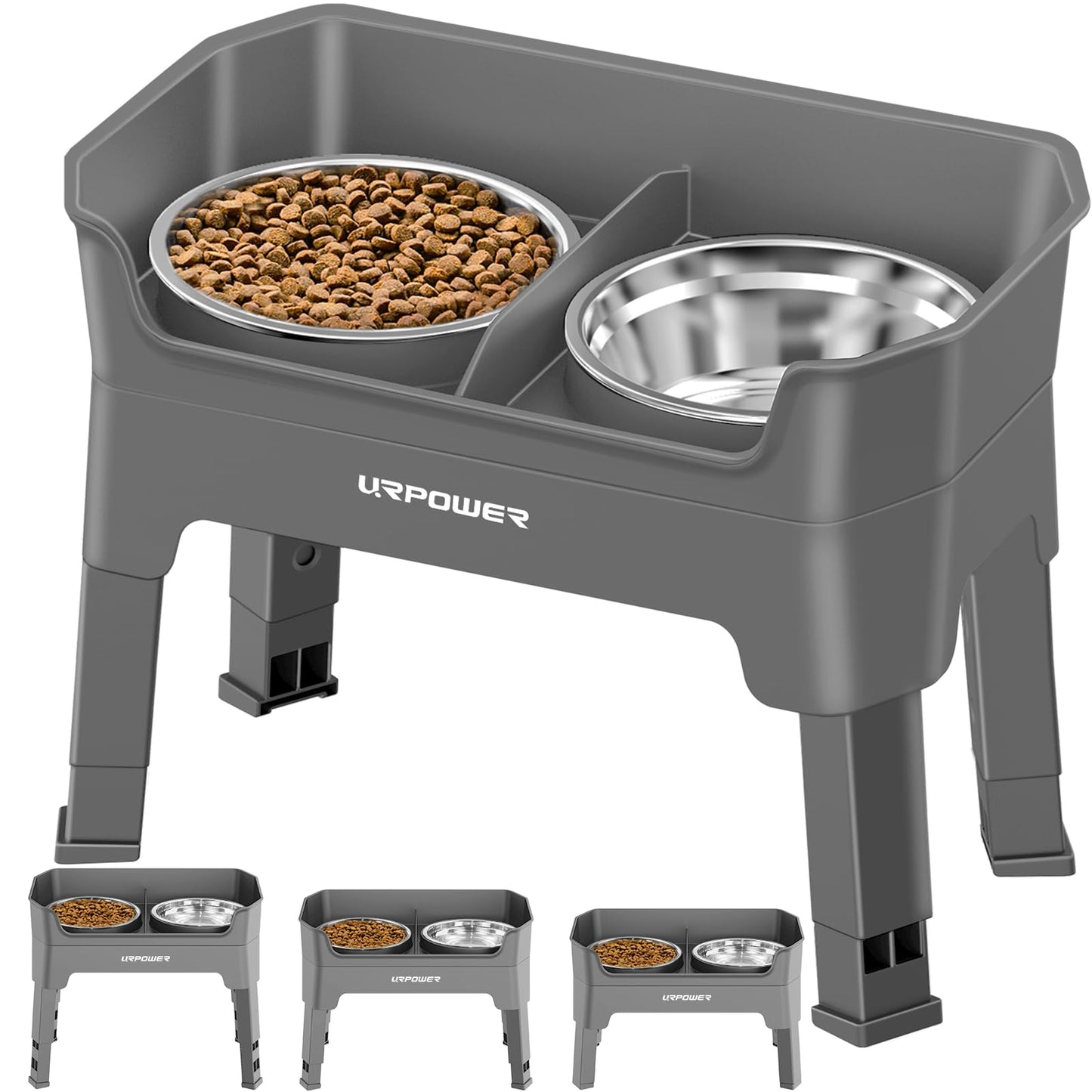 Adjustable Elevated Dog Bowl Set with Licking Plate