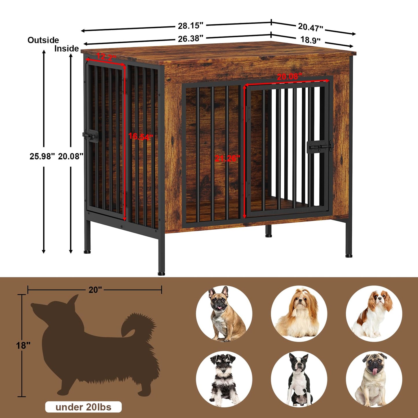 Single & Double Dog Crate Furniture TV Stand