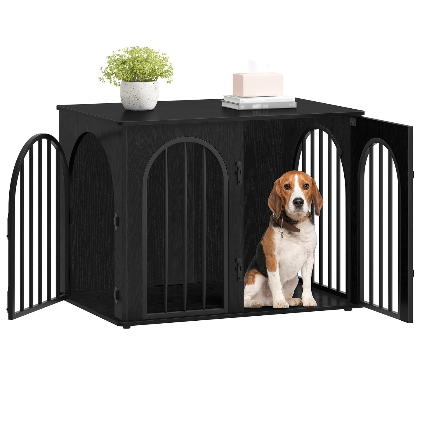 Wooden Dog Crate Furniture with Side Table Design