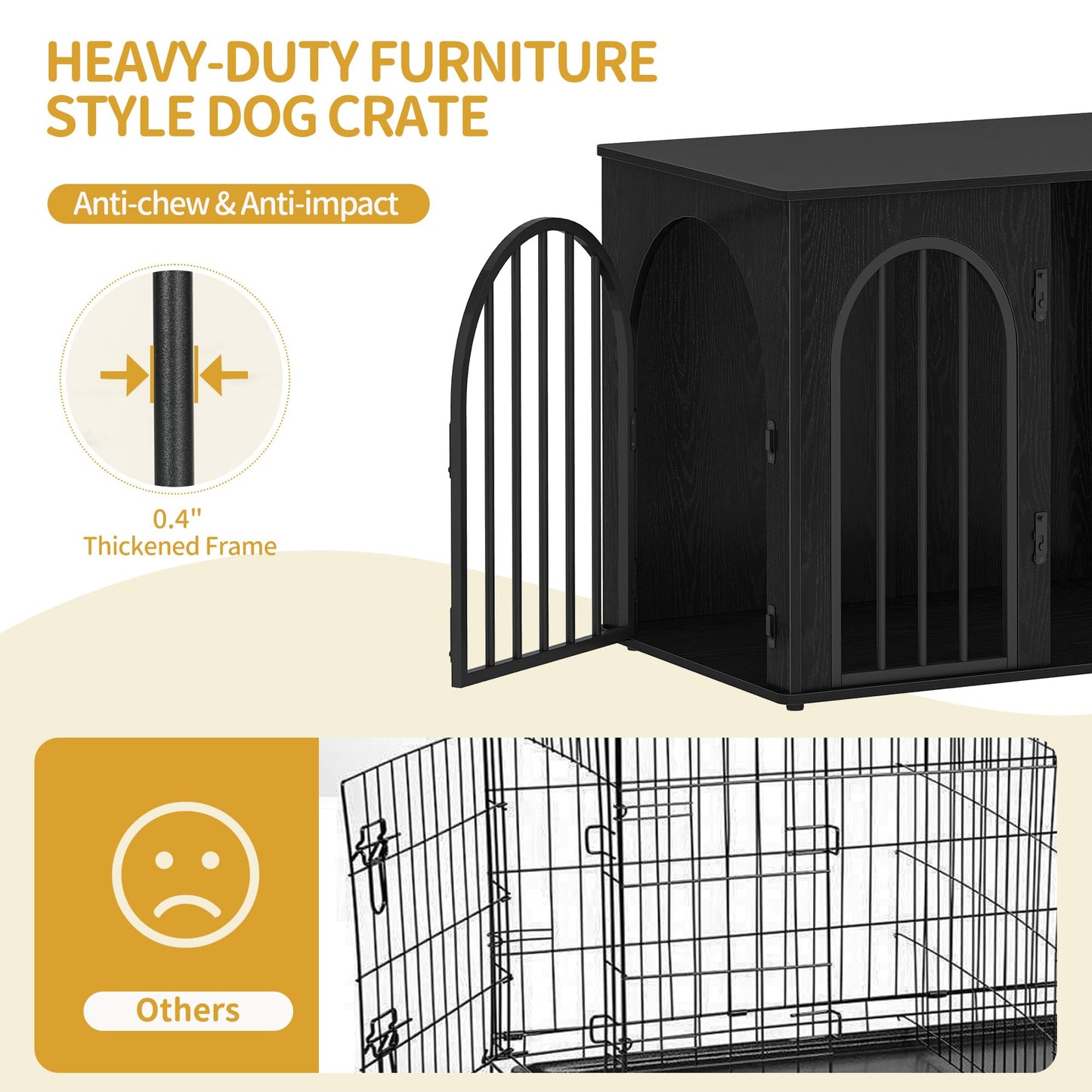 Wooden Dog Crate Furniture with Side Table Design