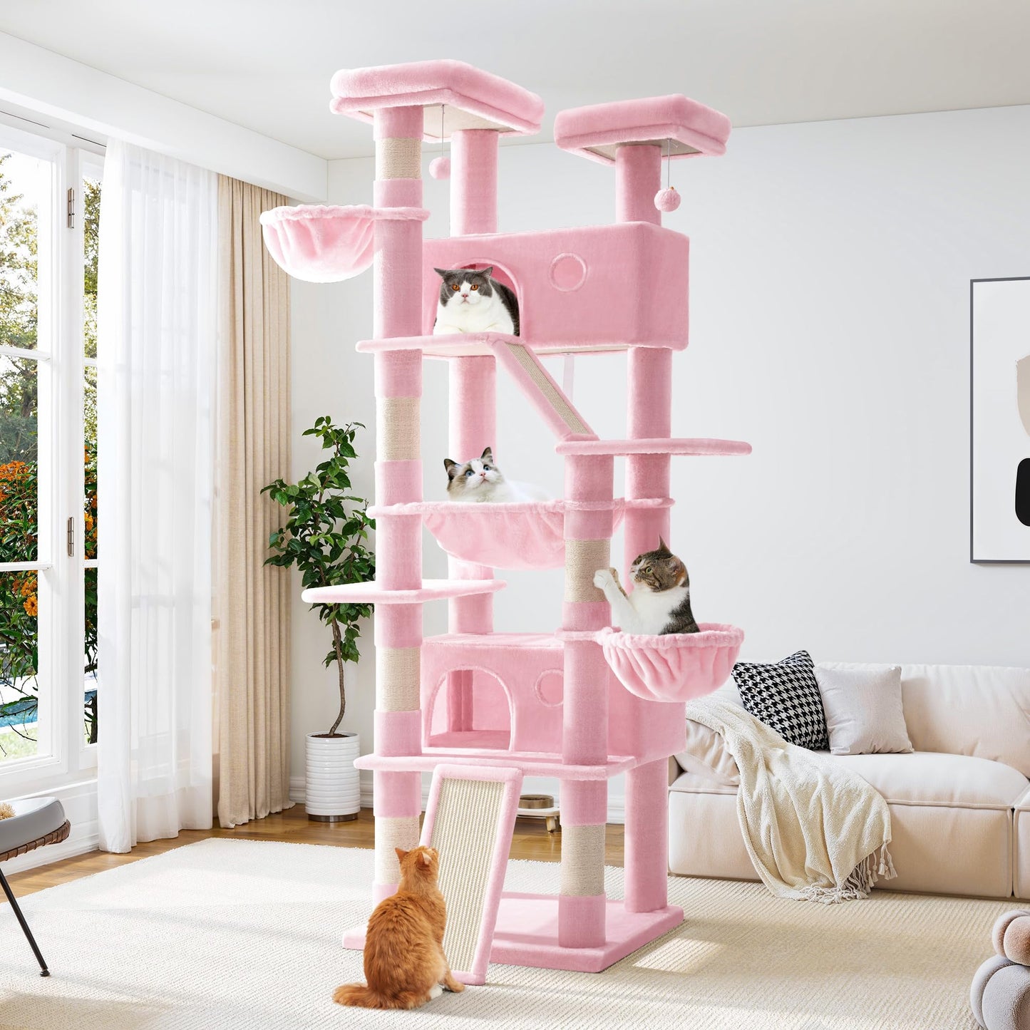 81-Inch Multi-Level Cat Tree with Condo & Hammock