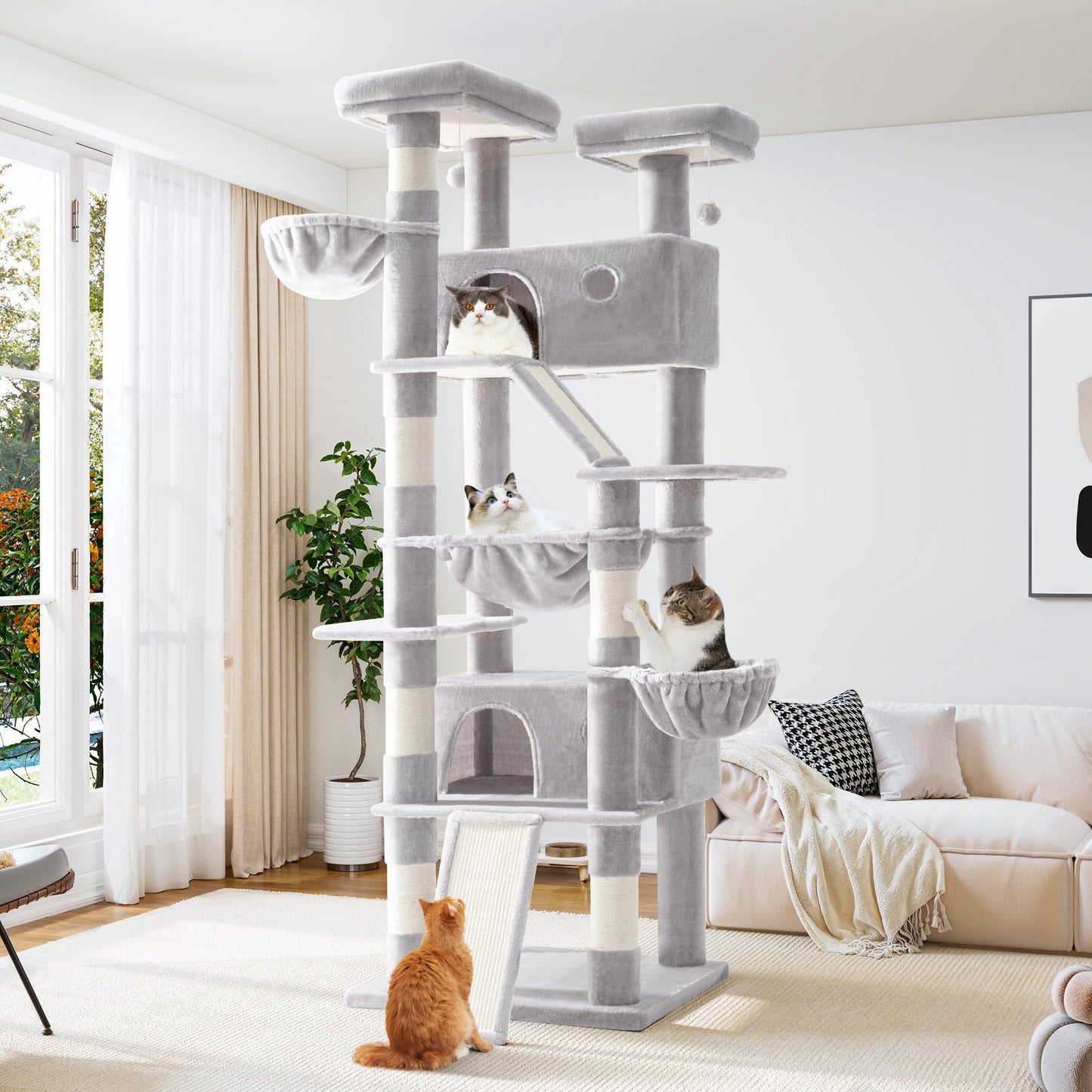 81-Inch Multi-Level Cat Tree with Condo & Hammock
