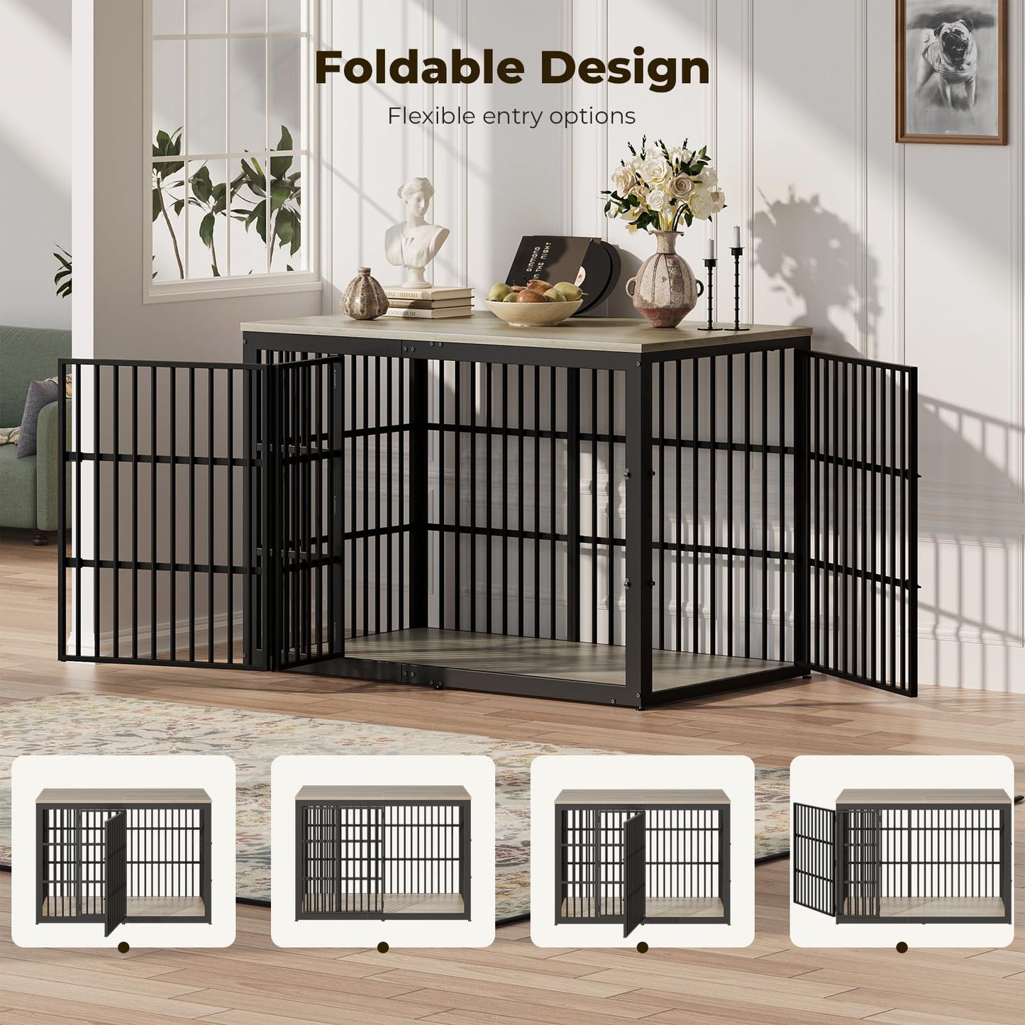 XXL Wooden Dog Crate Furniture with Foldable Door