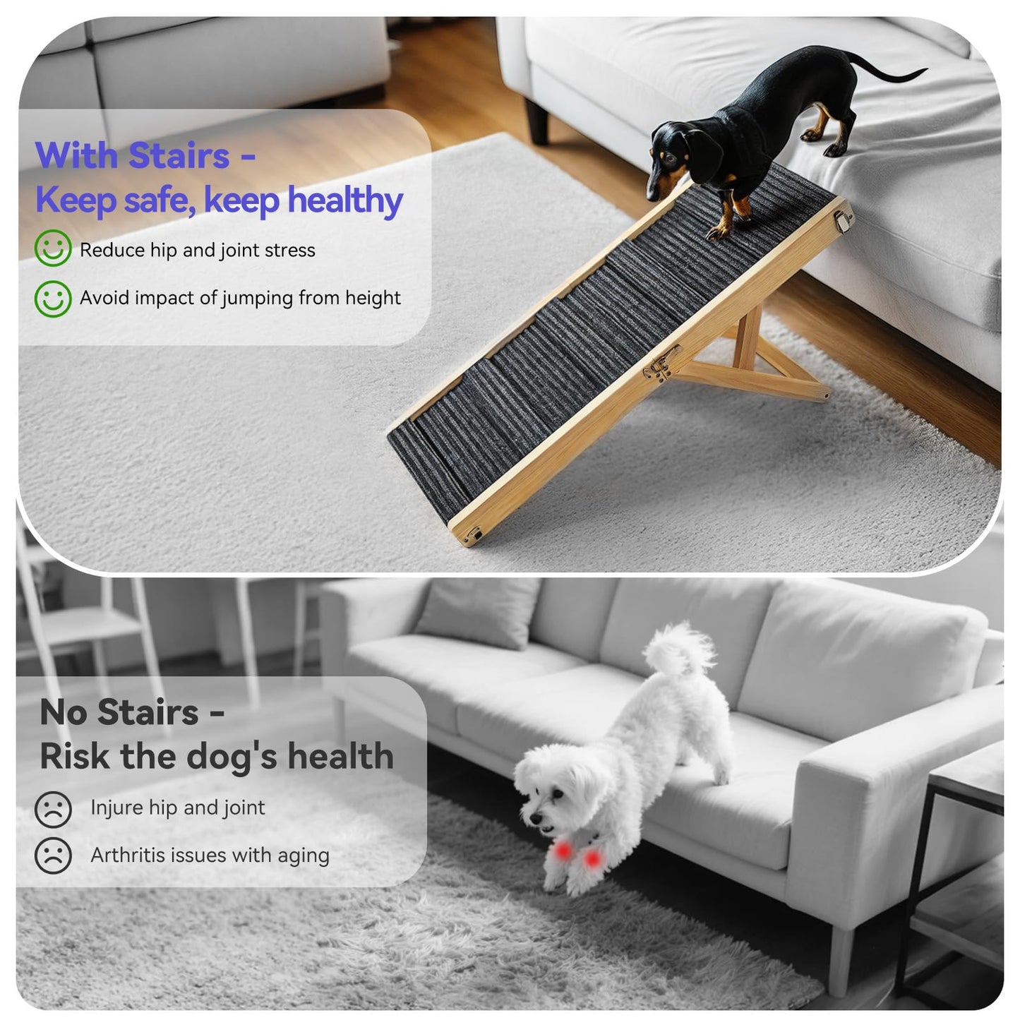 Foldable Adjustable Pet Ramp for Couch and Sofa