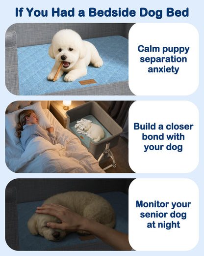 Adjustable Bedside Pet Bed for Small & Medium Dogs