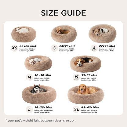Calming Donut Pet Bed with Washable Faux Fur