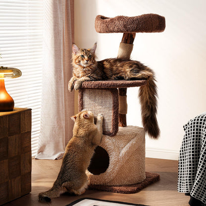 68-Inch Wooden Cat Tree with Condo & Perches
