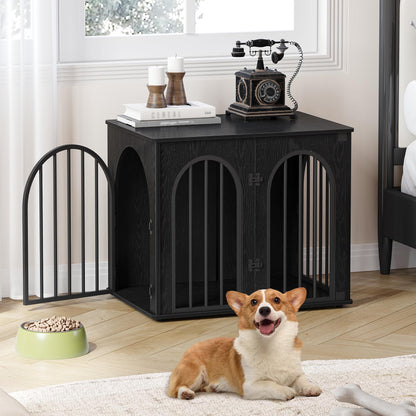 Wooden Dog Crate Furniture with Side Table Design