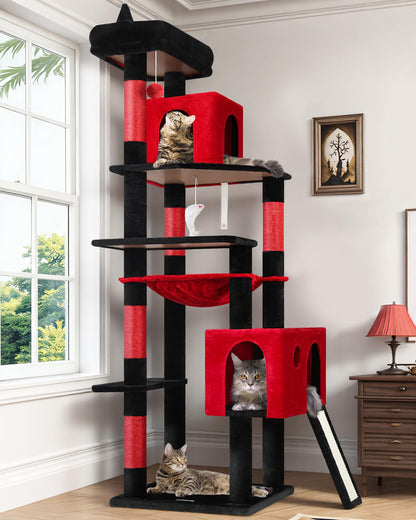 70-Inch Heavy-Duty Cat Tree with Condo & Hammock