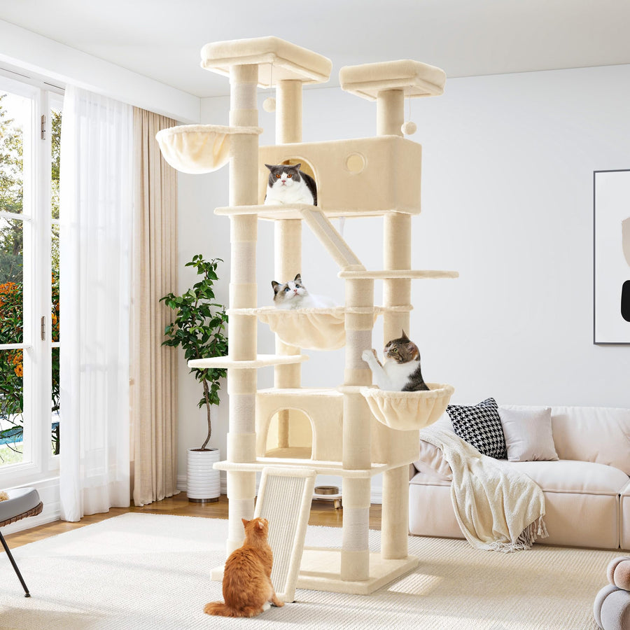 81-Inch Multi-Level Cat Tree with Condo & Hammock