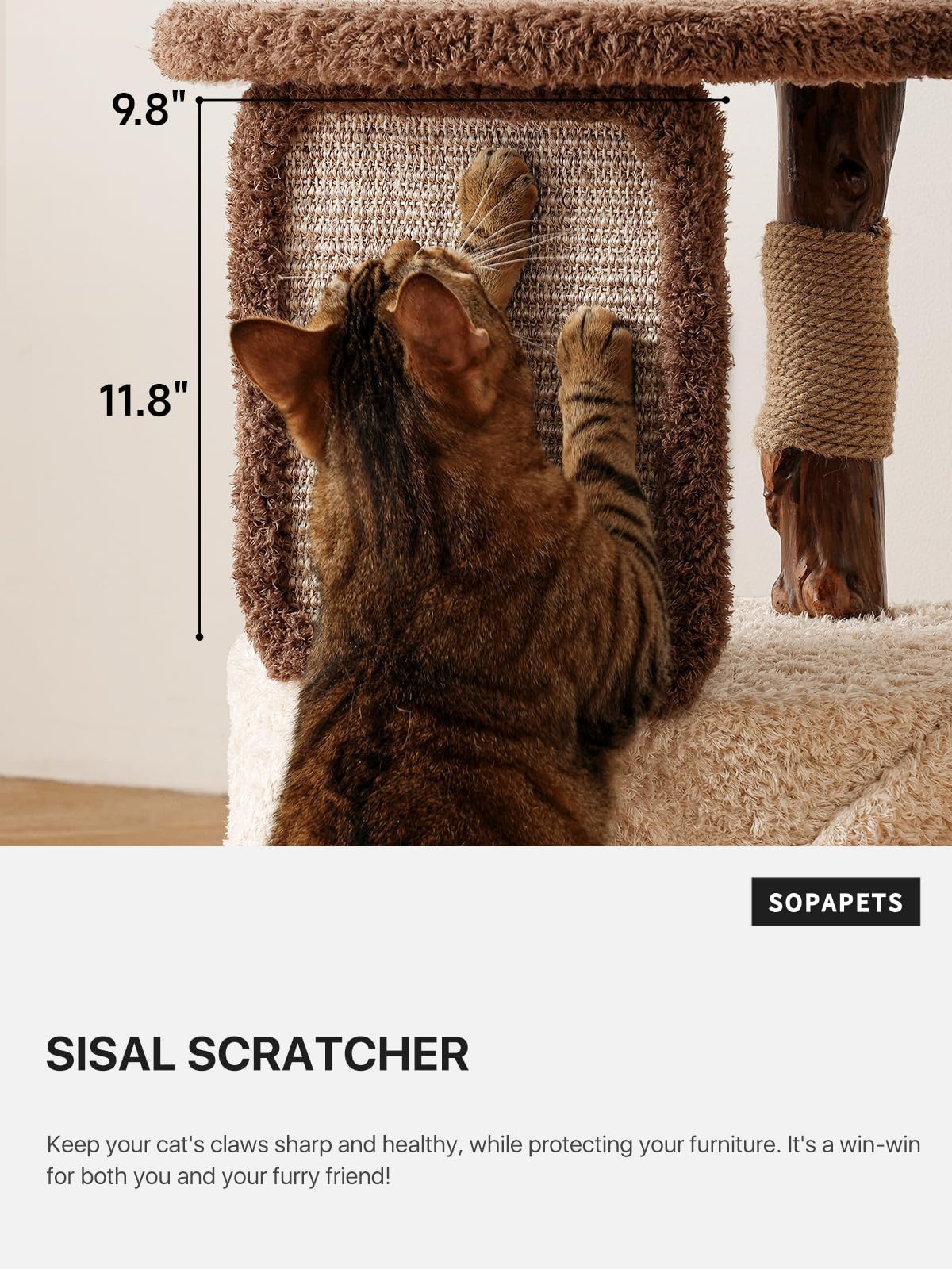 68-Inch Wooden Cat Tree with Condo & Perches