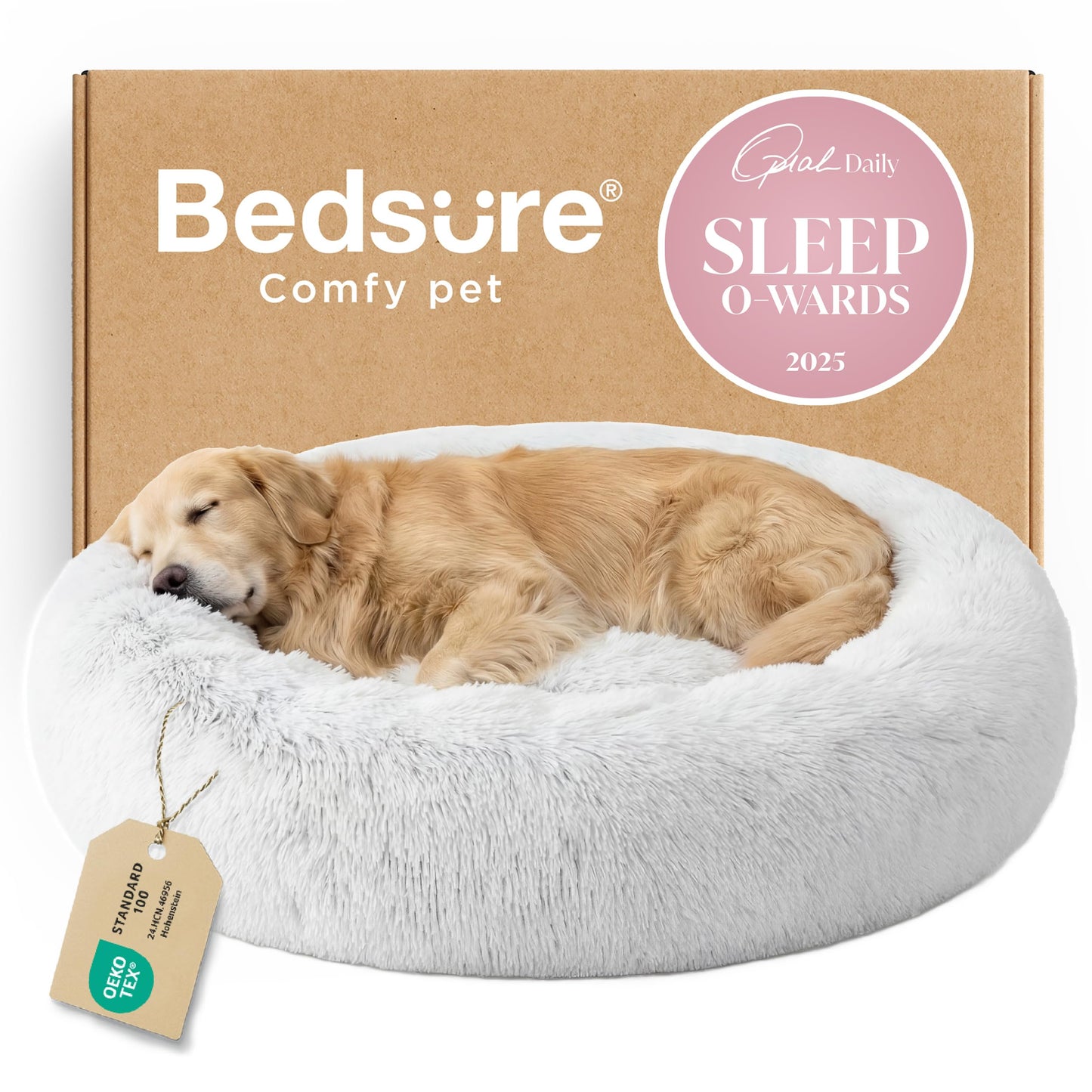 Calming Donut Pet Bed with Washable Faux Fur