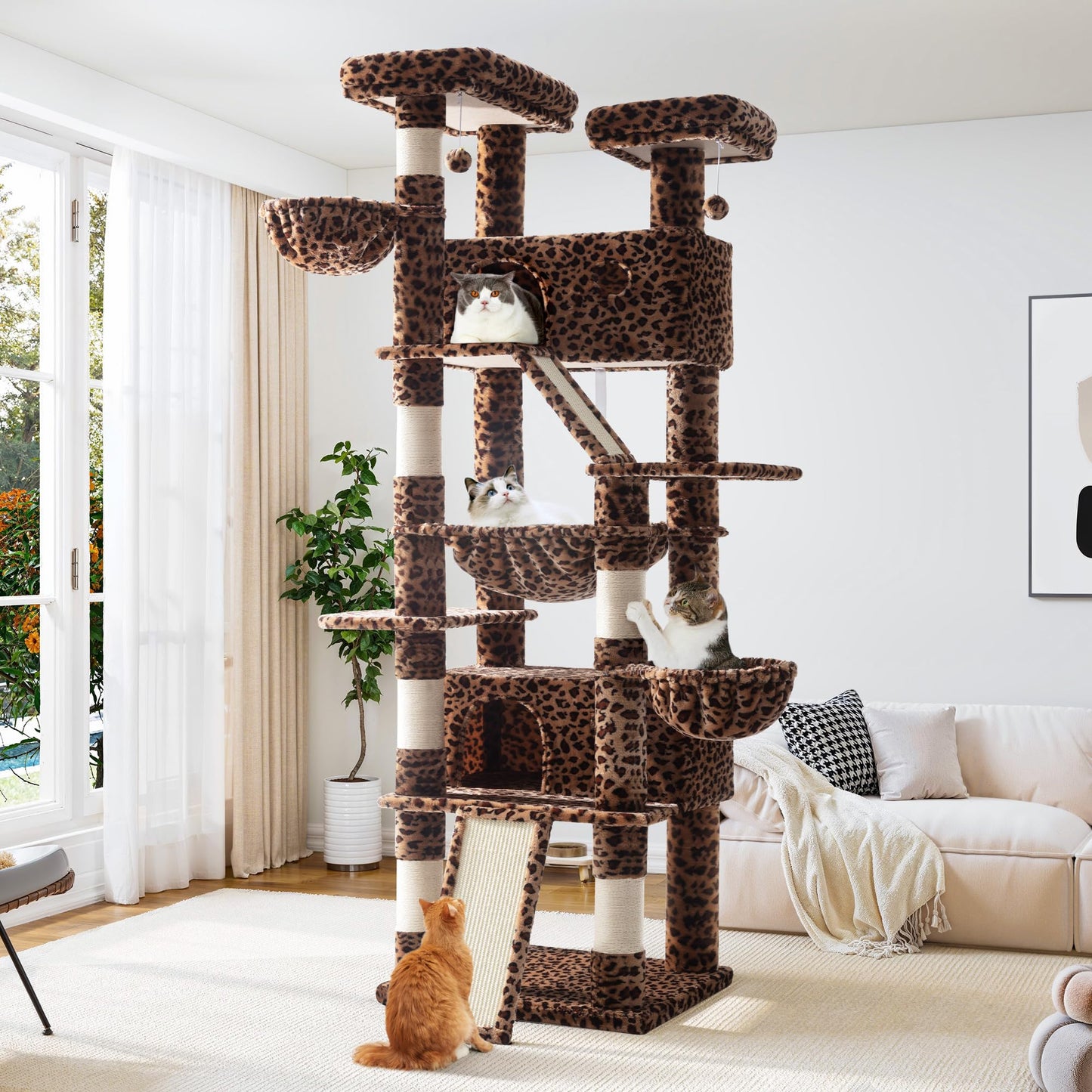 81-Inch Multi-Level Cat Tree with Condo & Hammock