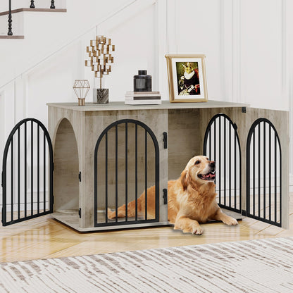 Wooden Dog Crate Furniture with Side Table Design