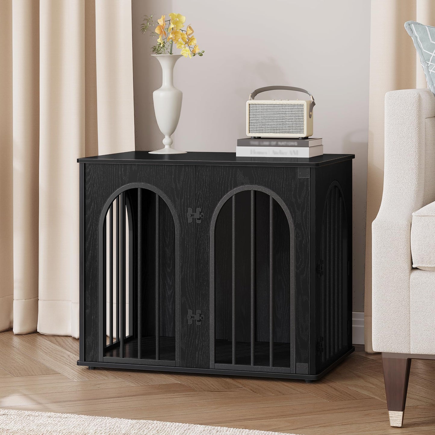Wooden Dog Crate Furniture with Side Table Design