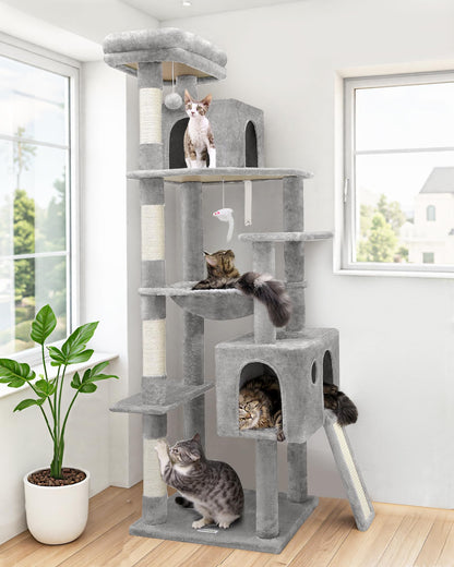 70-Inch Heavy-Duty Cat Tree with Condo & Hammock
