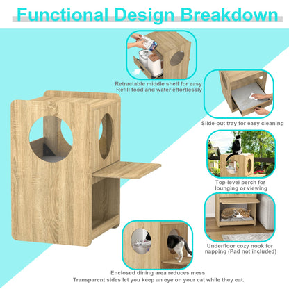 Elevated Pet Feeding Station with Storage Shelf