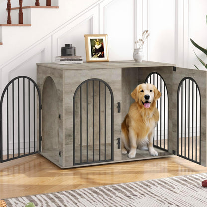Wooden Dog Crate Furniture with Side Table Design