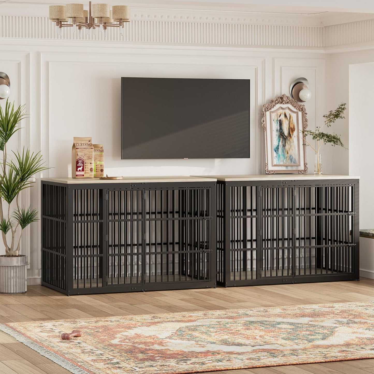 XXL Wooden Dog Crate Furniture with Foldable Door