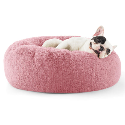 Calming Donut Pet Bed with Washable Faux Fur