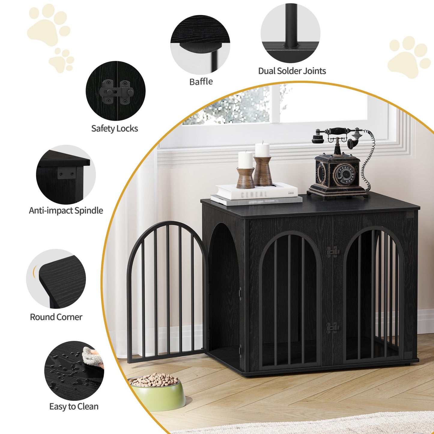Wooden Dog Crate Furniture with Side Table Design