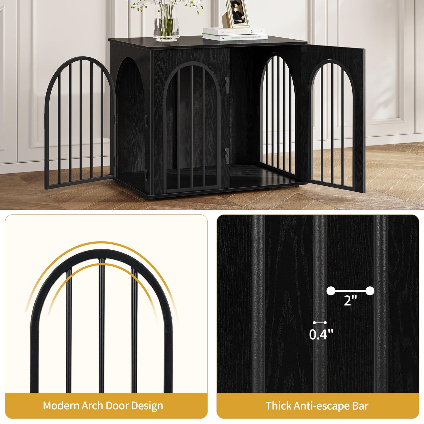 Wooden Dog Crate Furniture with Side Table Design