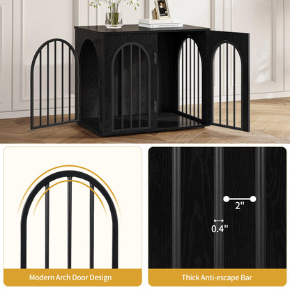 Wooden Dog Crate Furniture with Side Table Design