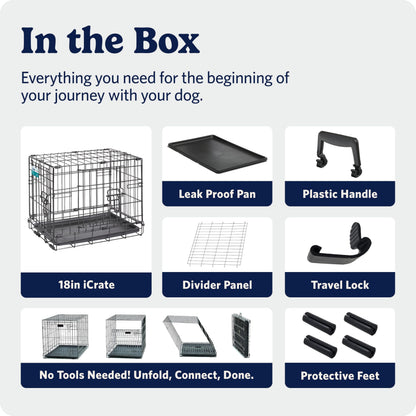 30-Inch Double Door Folding Dog Crate with Divider