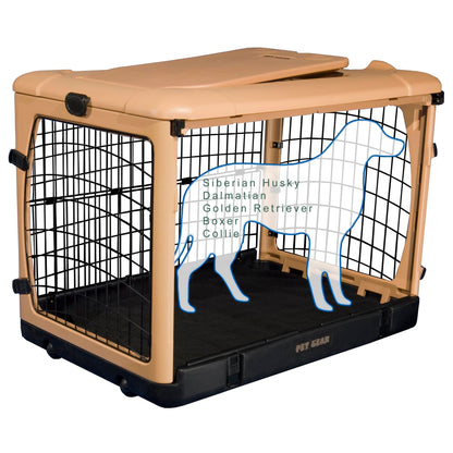 4-Door Steel Pet Crate with Plush Bed & Travel Bag