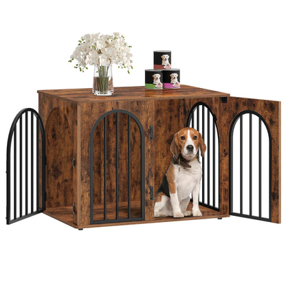 Wooden Dog Crate Furniture with Side Table Design