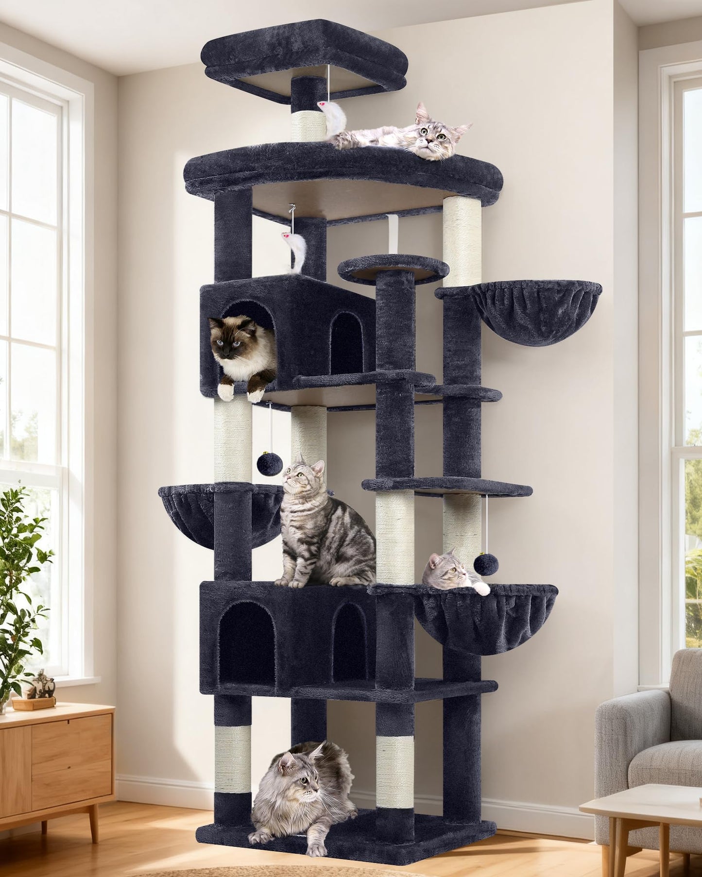 82-Inch Heavy-Duty Cat Tree with Condos & Perches