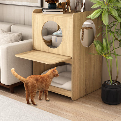 Elevated Pet Feeding Station with Storage Shelf