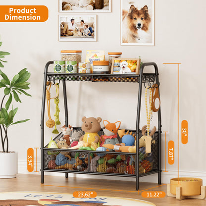 Metal Pet Toy Storage Basket with Open Organizer