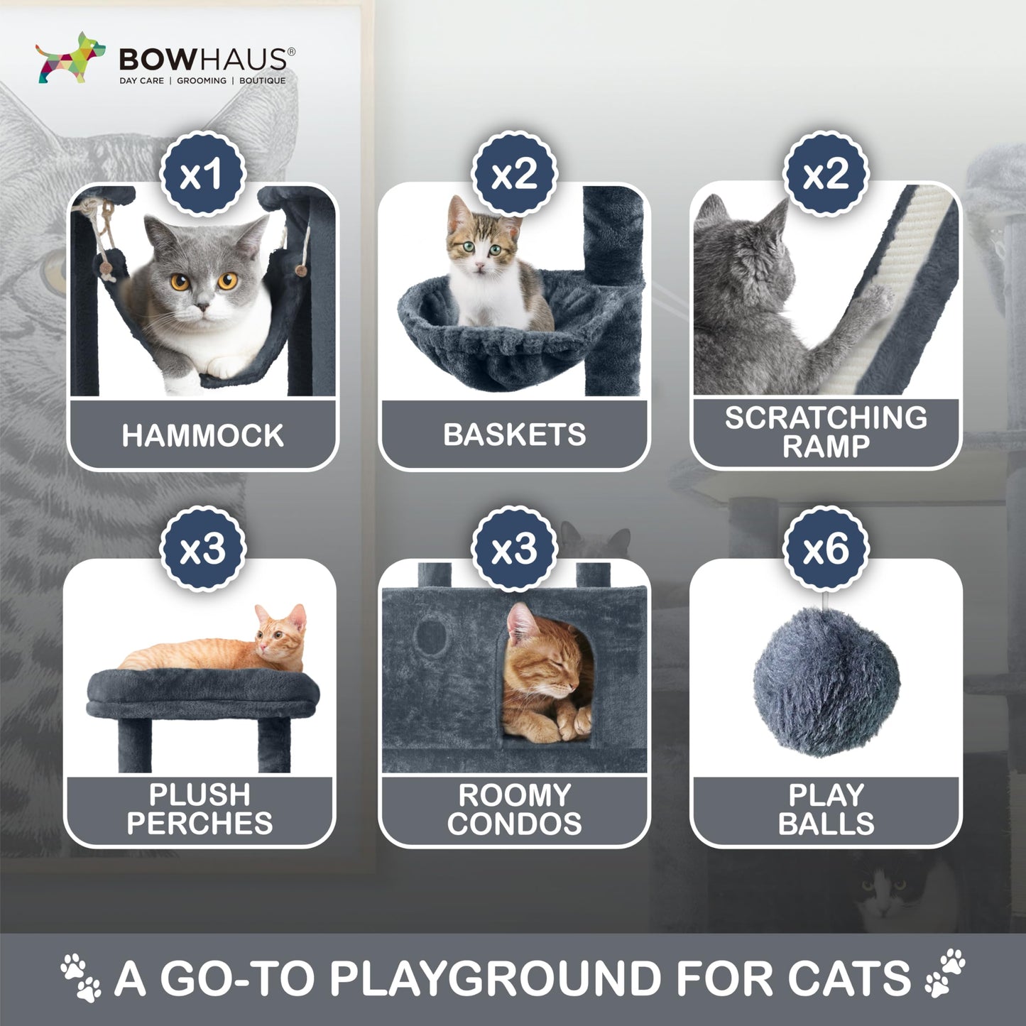 80-Inch Large Cat Tree with Condo & Hammock
